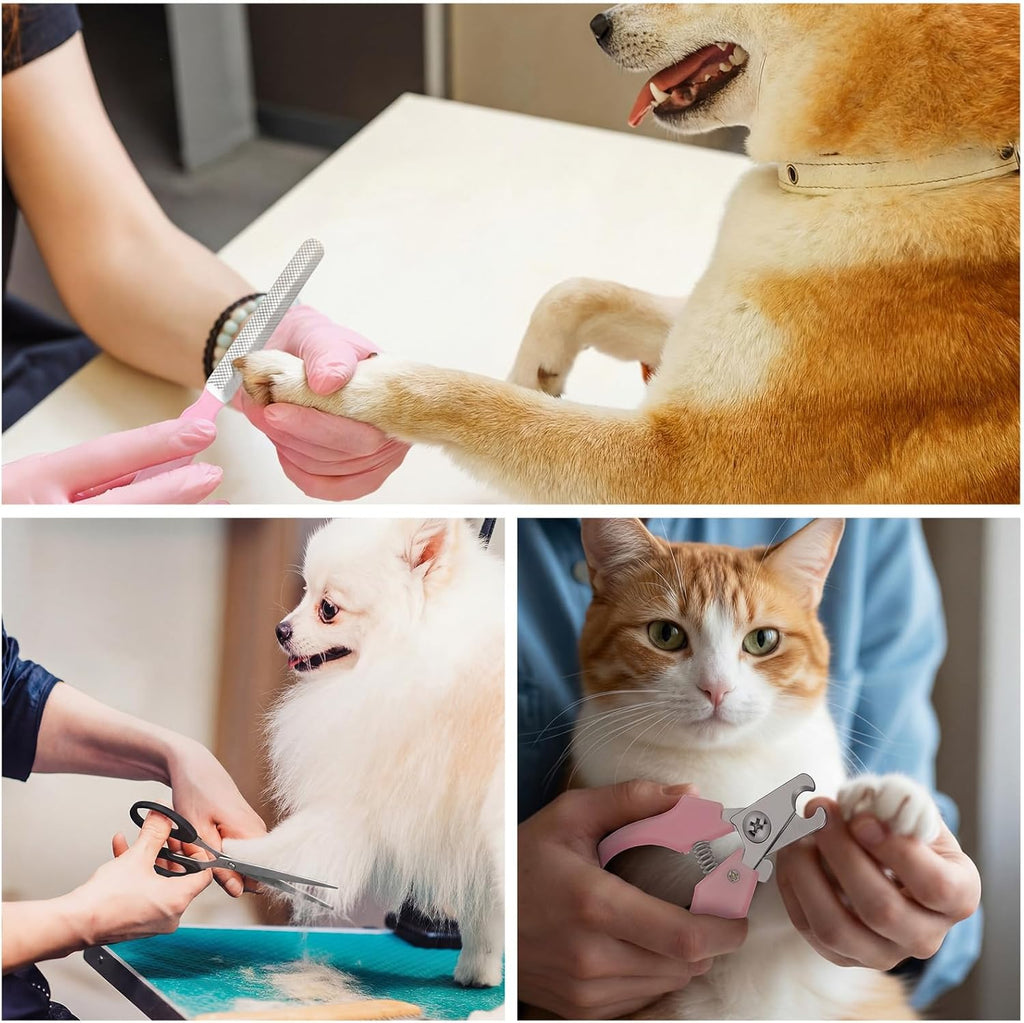 Dog Brush Grooming Kit 9 Pcs Kit with Pet Nail Clipper and File Cat Grooming Deshedding Undercoat Rake Comb for All Breeds Sizes Promotes Healthy Skin Coat(Fresh Color)