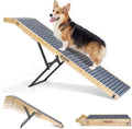 Folding Dog Ramp for Bed Couch for Small Dogs Height 20" to 31" | 65" Long Portable Pet Ramp for Bed Car 5 Adjustable Height Doggie Dachshund Senior Dog Ramps with Steel Bracket, up to 220Lbs