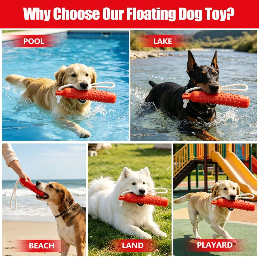 Dog Float Toy, Retriever Training Dummy, Floating Dog Toys for Water Fetch, Lightweight for Float on the Water Pool Fetch Rope, Interactive Pool Toy for Small to Large Dogs