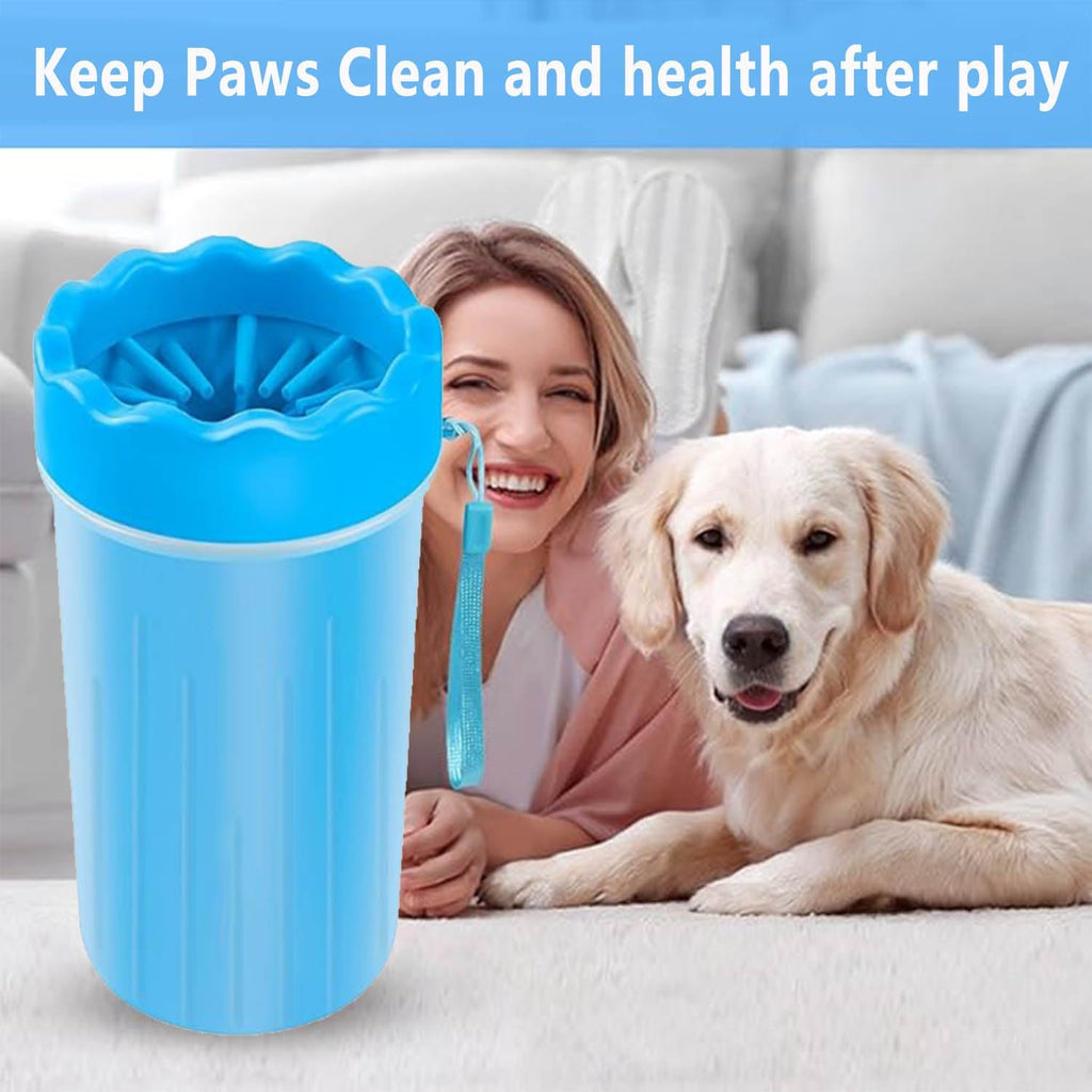 Dog Paw Cleaner,Washer,Pets Foot Wash Cup-Pet Foot Cleaner for Small Medium Large Breed Dogs/Cats Pet Clean Paws Miracle Portable Tool(With 1 Towel& 1Brush) Blue