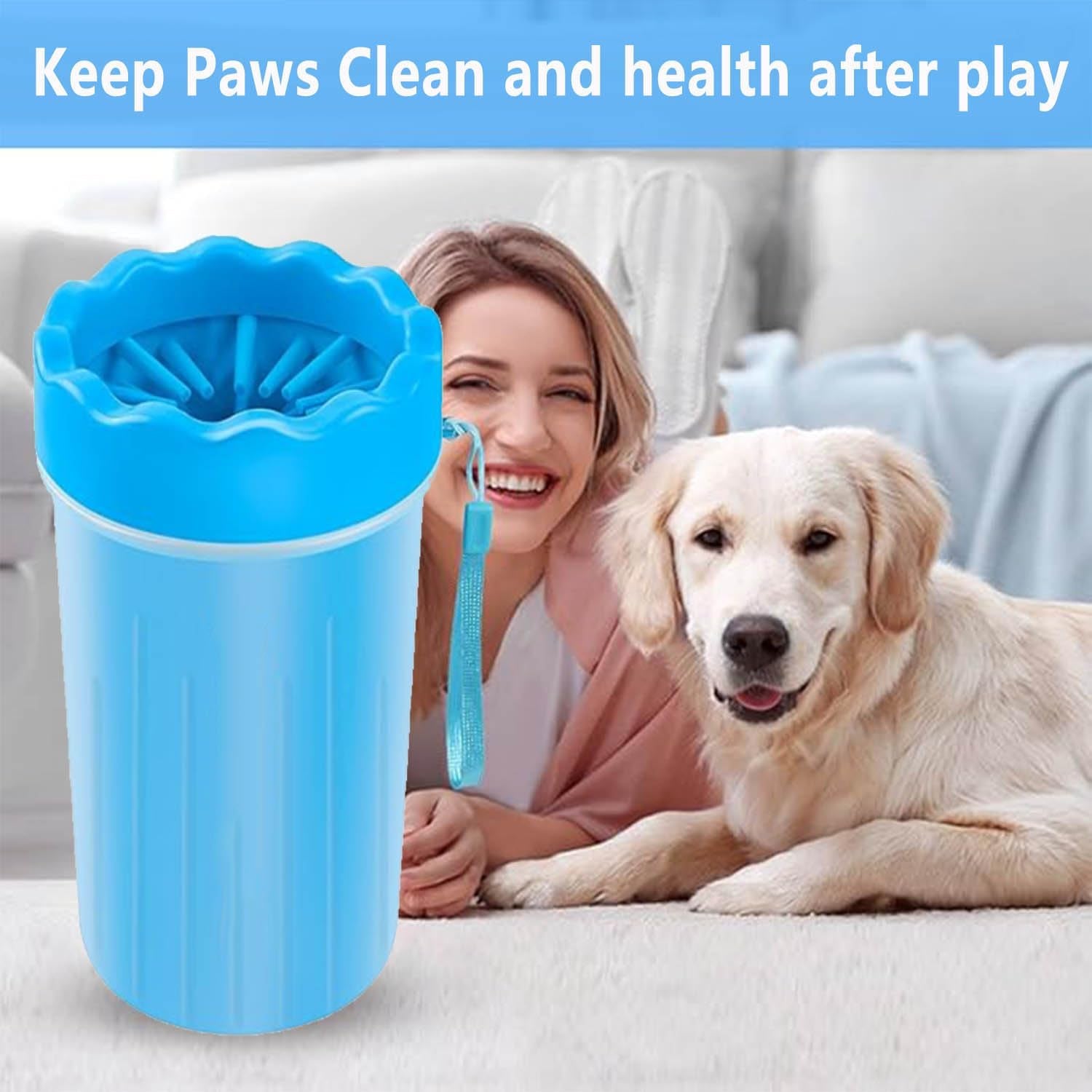 Dog Paw Cleaner,Washer,Pets Foot Wash Cup-Pet Foot Cleaner for Small Medium Large Breed Dogs/Cats Pet Clean Paws Miracle Portable Tool(With 1 Towel& 1Brush) Blue