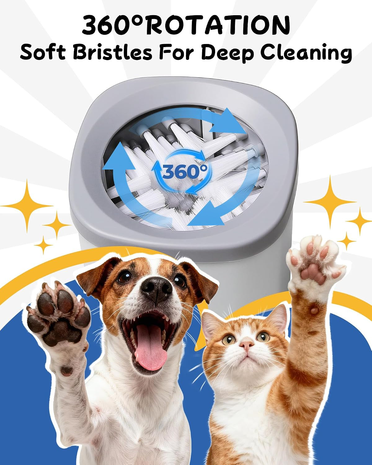 Electric Dog Paw Cleaner for Dogs，2 Speeds Automatic Dog Foot Paw Washer for Small Medium to Large Cat Dog Pet (Grey)