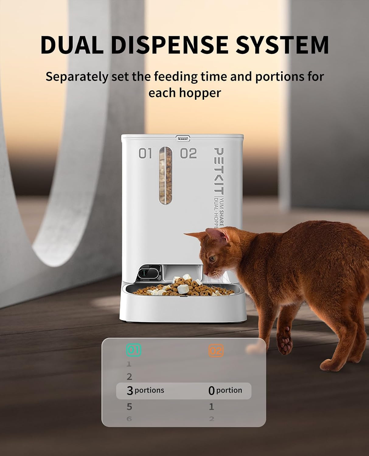 YUMSHARE DUAL-HOPPER Automatic Pet Feeder and EVERSWEET 3 PRO Cat Dog Water Fountain,1080P HD Camera Cat Dog Feeder Food Dispenser+Stainless Steel Wireless Pump Water Fountain,Smart App Control