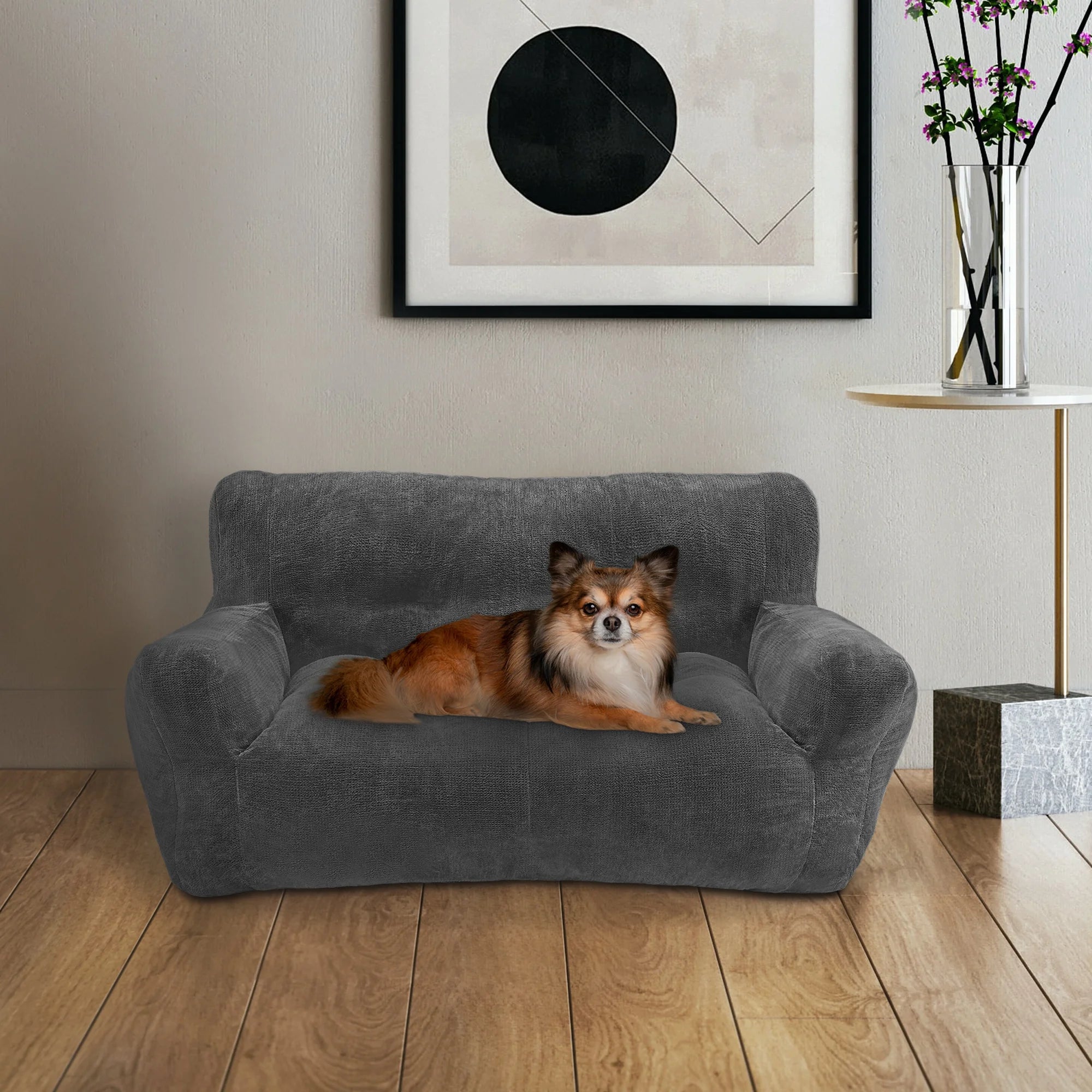 43.3'' Large Pet Couch Dog Sofa Bed, Support up to 100Lbs, No Assembly Need, Gray