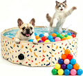 Foldable Dog Ball Pit with 64 Balls Included & Dog Pool, Portable Multifunctional Ball Pit for Dogs & Cats, Anti-Collapse Non-Slip Pet Play Pool (Beige S+64 Balls)