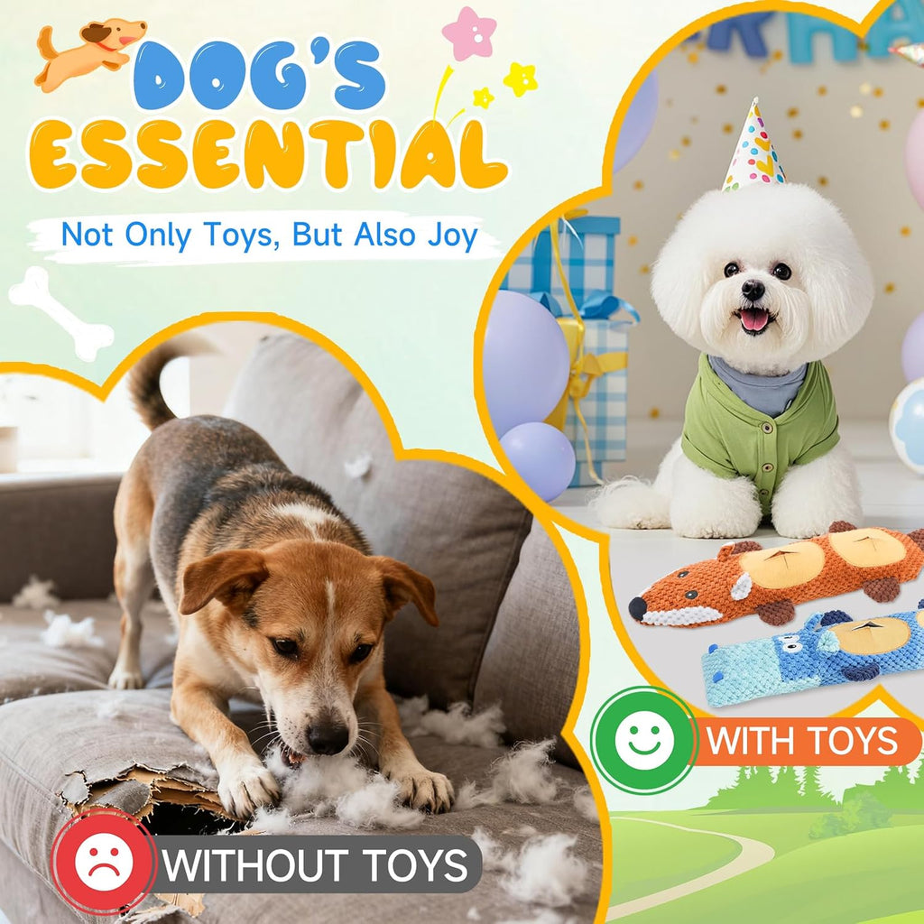 Dog Toys for Aggressive Chewers 2 Pack, No Stuffing Squeaky Chew Toy for Small Medium Breed, Puppy Teething Interactive Dog Toys to Keep Them Busy