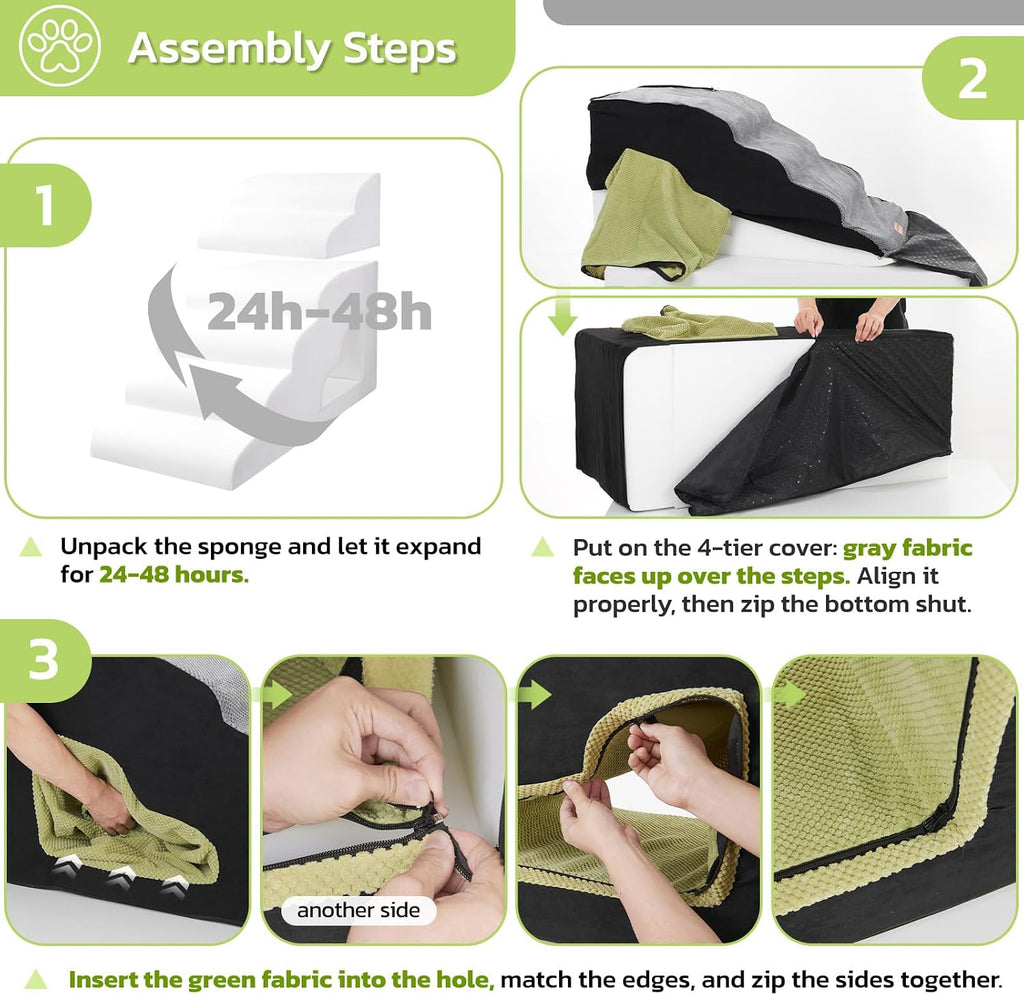 6 Steps 30 Inches Height Dog Stairs for Bed for Small& Older Pets | Soft Foam Protects Joints, Quick-Rebound Foam, Supports Pets up to 50 Lbs, Non-Slip Base, Separable, Removable Washable Cover