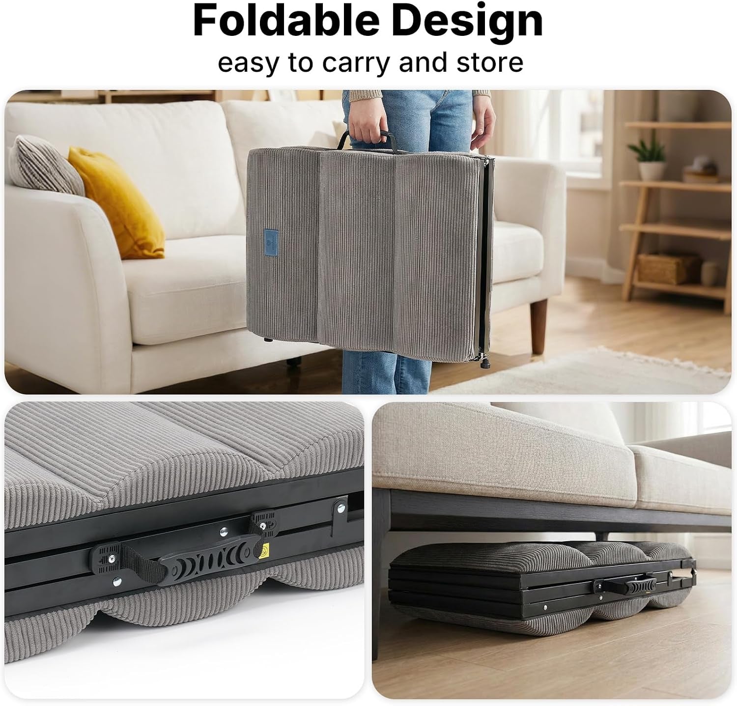 Dog Ramp for Bed Couch Small Large Dogs, Foldable Pet Ramp 12"-20" H | 5 Adjustable Height Portable Dog Ramps for Beds Bedside Folding Doggy Stairs Metal Frame for Senior Dogs, up to 130Lbs