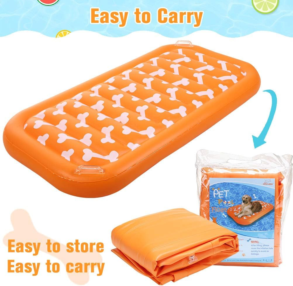 Inflatable Dog Pool Float - Large Ride on Pool Raft Toy for Pet, Summer Swiming Pool or Lake Water Games for Small to Large Dogs, Floating Raft with Cute Paw Design