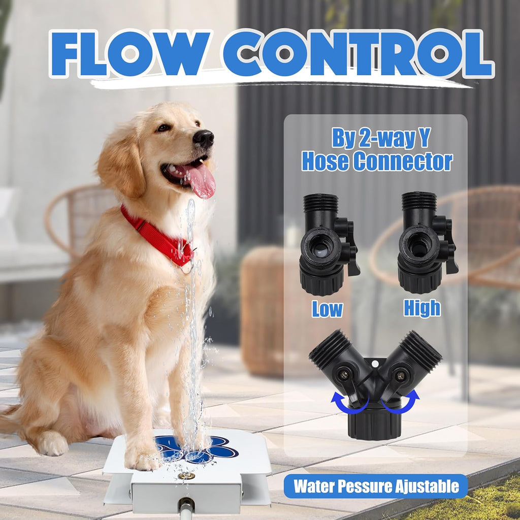 Dog Water Fountain Step On, Dog Sprinkler Paw Activated, Outdoor Water Fountain for Dogs, Drinking Water Toy, Upgrade Copper Valve Set, Blue