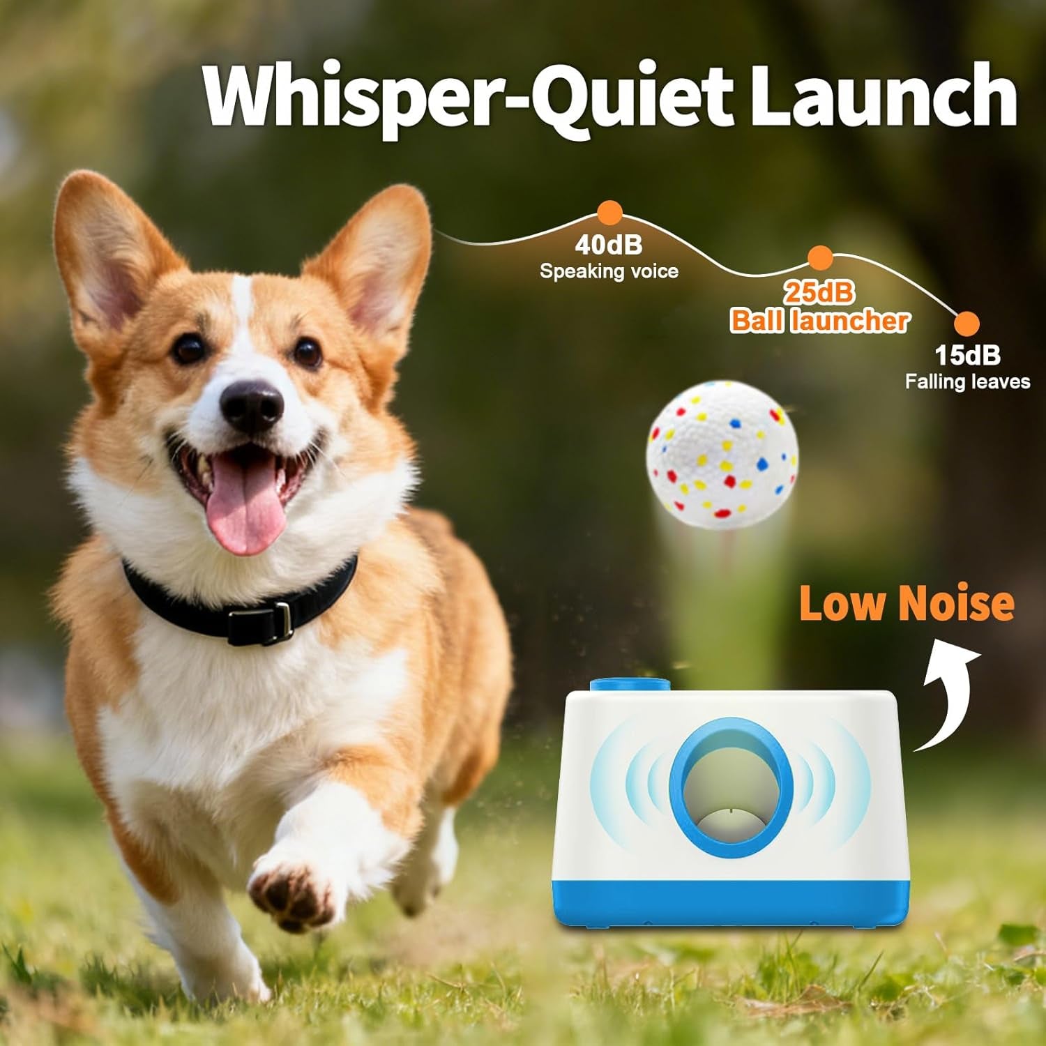 Automatic Dog Ball Launcher, Auto/Manual Paw-Activated Dog Ball Thrower, 3 Adjustable Distances Rechargeable Interactive Dog Toy, Indoor Outdoor Self Play Pet Toy with 4 Chew-Resistant Balls