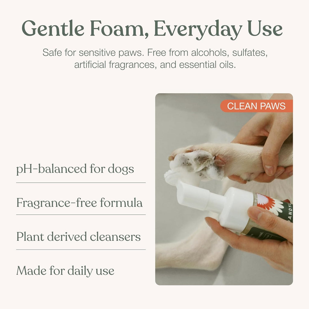 Dog Paw Cleaner, Clean Paws, No Rinse Foam Cleaner with Brush, 5 Fl Oz |  Dog Paw Washer, Fragrance Free, Ph Balanced, Waterless, Foaming Washer with Silicone Brush, Pet Cleaning Supplies