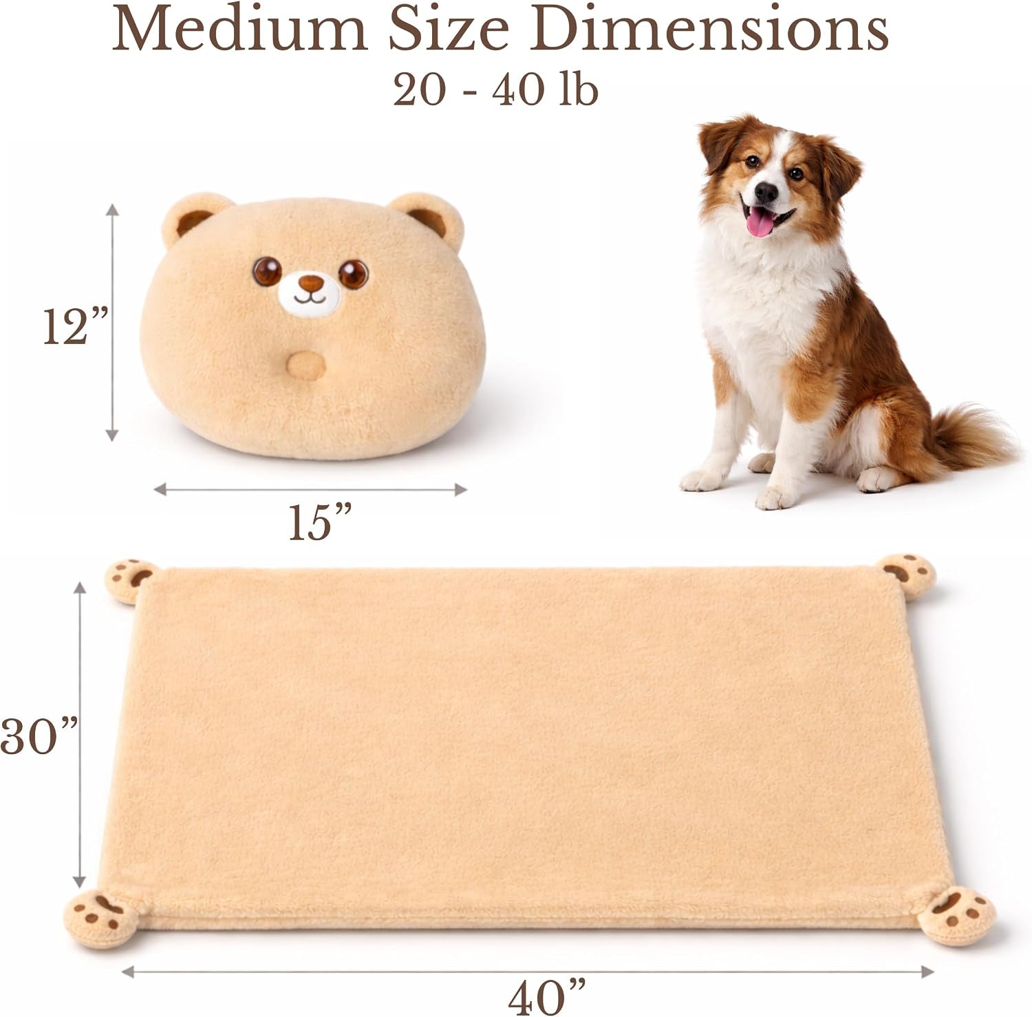 Dog Calming Pillow & Dog Blanket Set. Soft and Neck-Friendly, Washable Pet Pillows for Small Medium Dogs and Cats. Anxiety Relief Cuddle Pillow. Fluffy Plush Washable Pet Bed Mat (Medium)