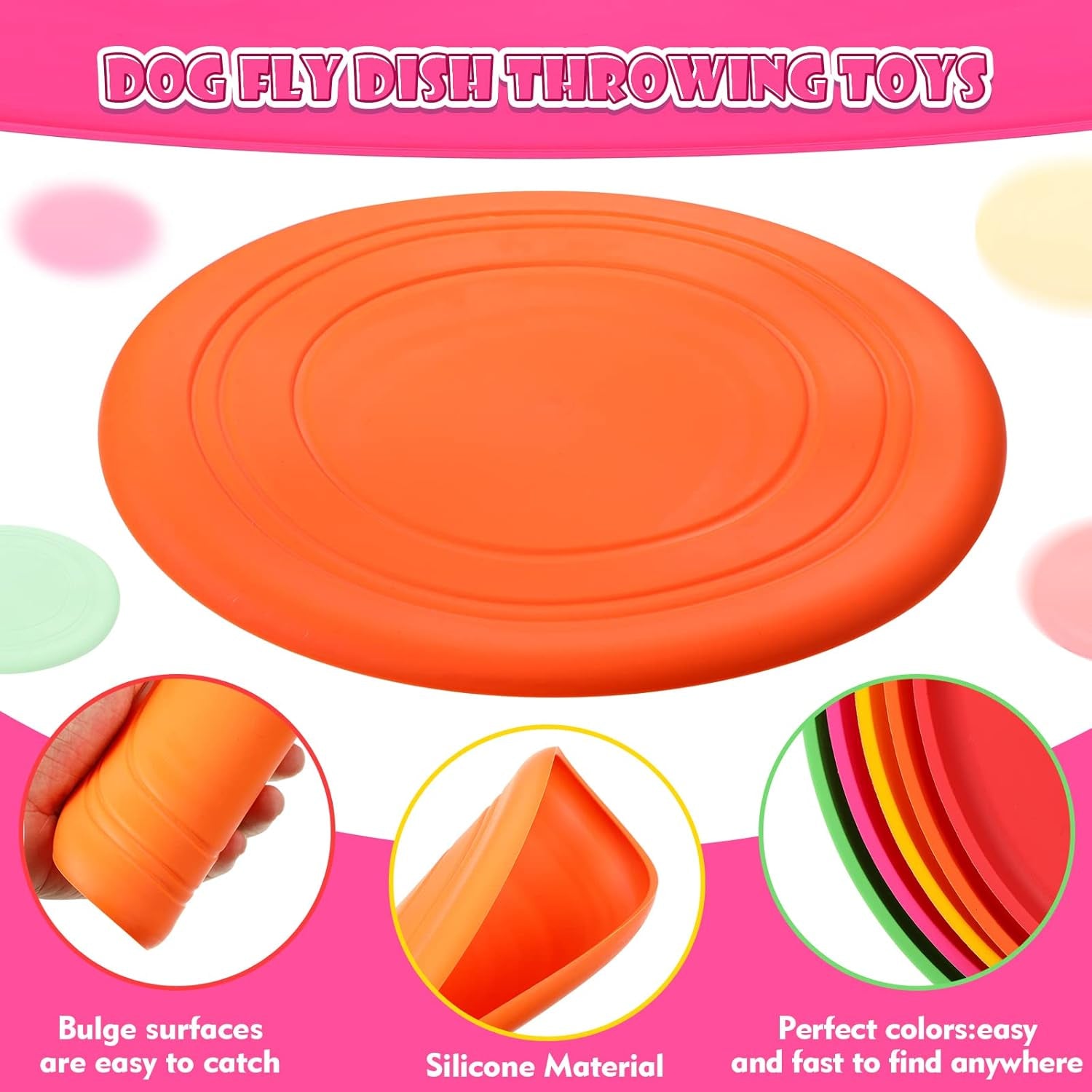 15 Pack Dog Flying Disc Silicone Puppy Flyer Toy Soft Dog Floating Saucer Indestructible React Faster Training Interactive Toys for Small Medium Puppy Outdoor Sport, 5 Colors