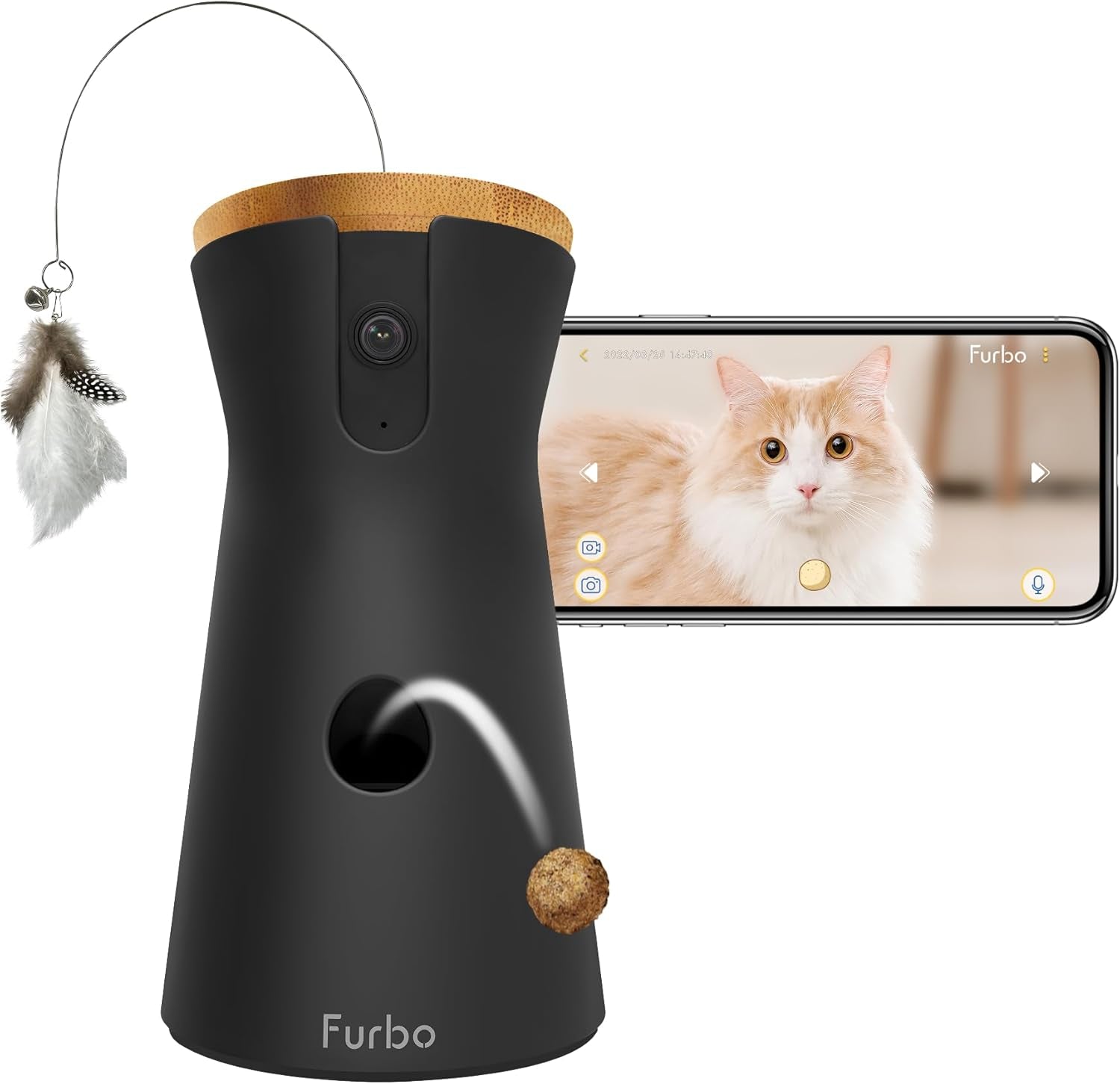 360° Dog Camera: Basic See, Talk & Toss Features, No AI Alerts, No Subscription Required, Pet Security Cam W/Barking Alerts, Rotating View, Treat Toss, 2-Way Audio, Smart Home Puppy Monitoring