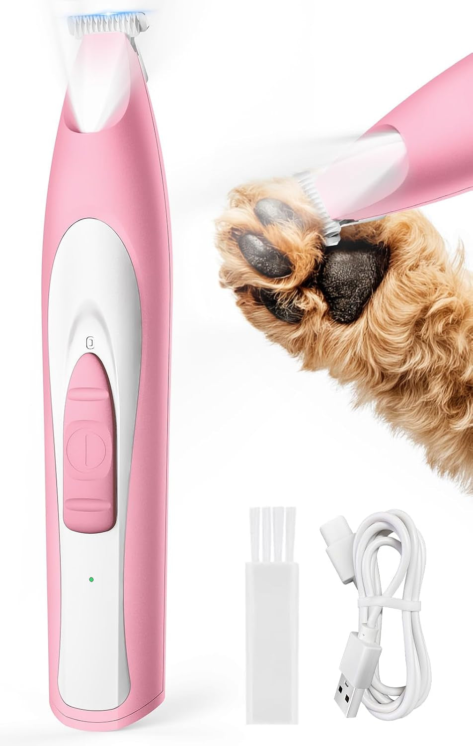 Low-Noise Dog Paw Trimmer with LED Light | 35Db Quiet, 0.8Inch Safe Blade for Paws, Ears, Face & Rump, Cordless, Pet Paw Grooming Clippers for Dogs & Cats
