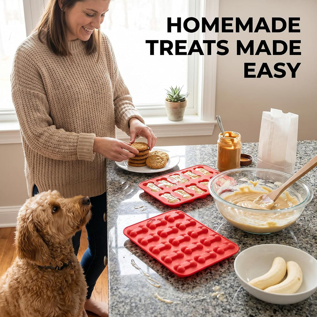 Mini Dog Bone Silicone Mold, 18-Cavity Orange Bone Shaped Mold for Homemade Dog Treats, Chocolate, Candy, Gummies, Fondant, Ice Cubes, Soap, Wax Melts and DIY Crafts