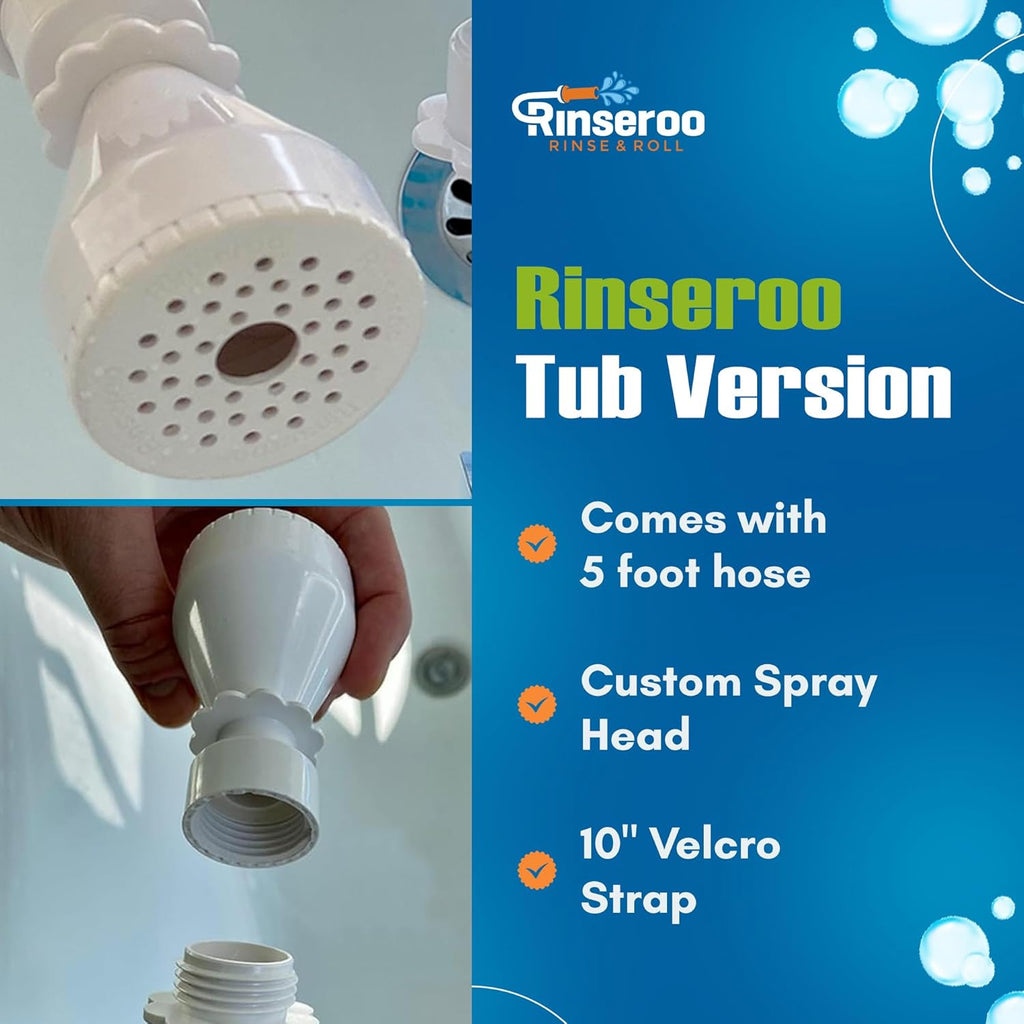 Slip-On Bathtub Faucet Sprayer Attachment. Ultra-Flex Dog Shower Hose Adapter Portable Hose Attachment with Sprayer Pet Showerhead Attach Tub Spout 5 Foot Hose. No Install for Speedy Washing