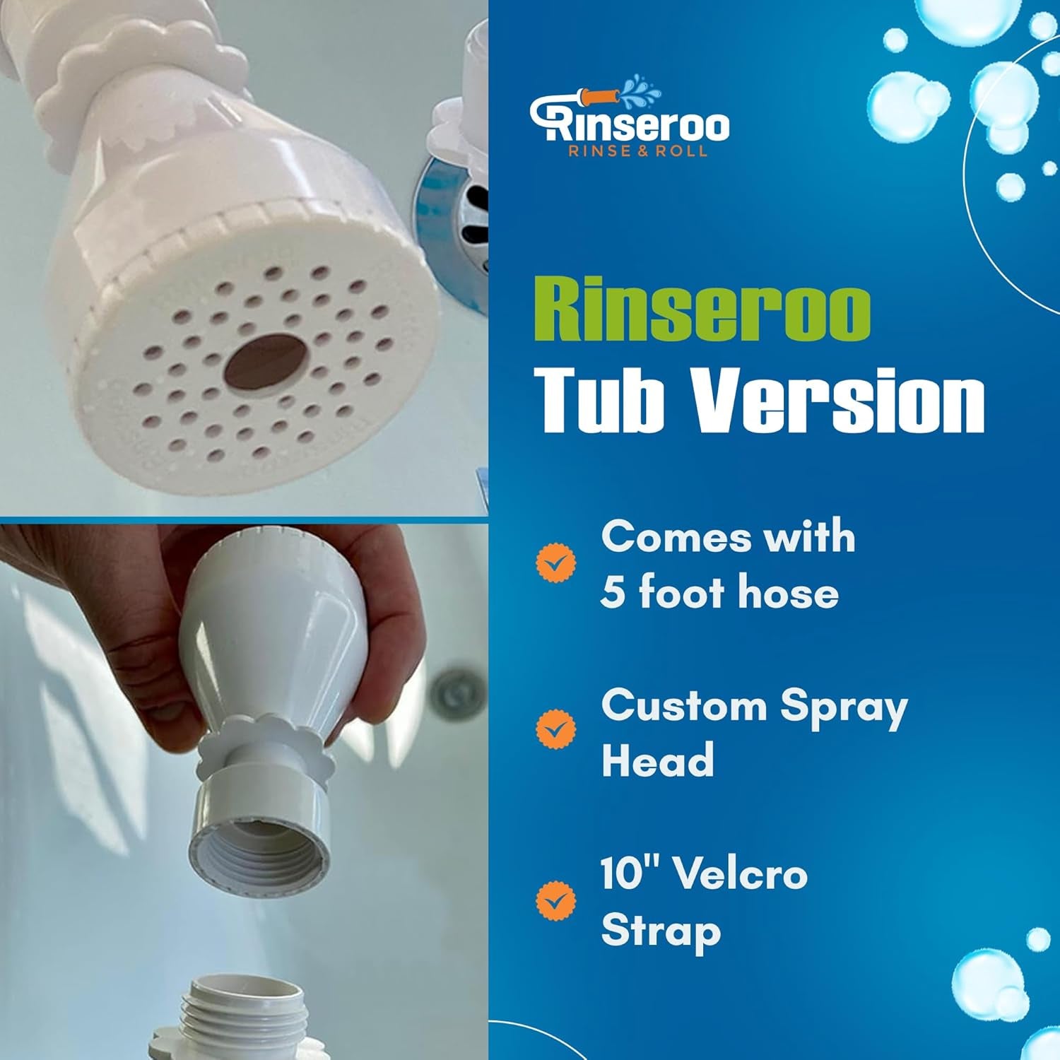 Slip-On Bathtub Faucet Sprayer Attachment. Ultra-Flex Dog Shower Hose Adapter Portable Hose Attachment with Sprayer Pet Showerhead Attach Tub Spout 5 Foot Hose. No Install for Speedy Washing