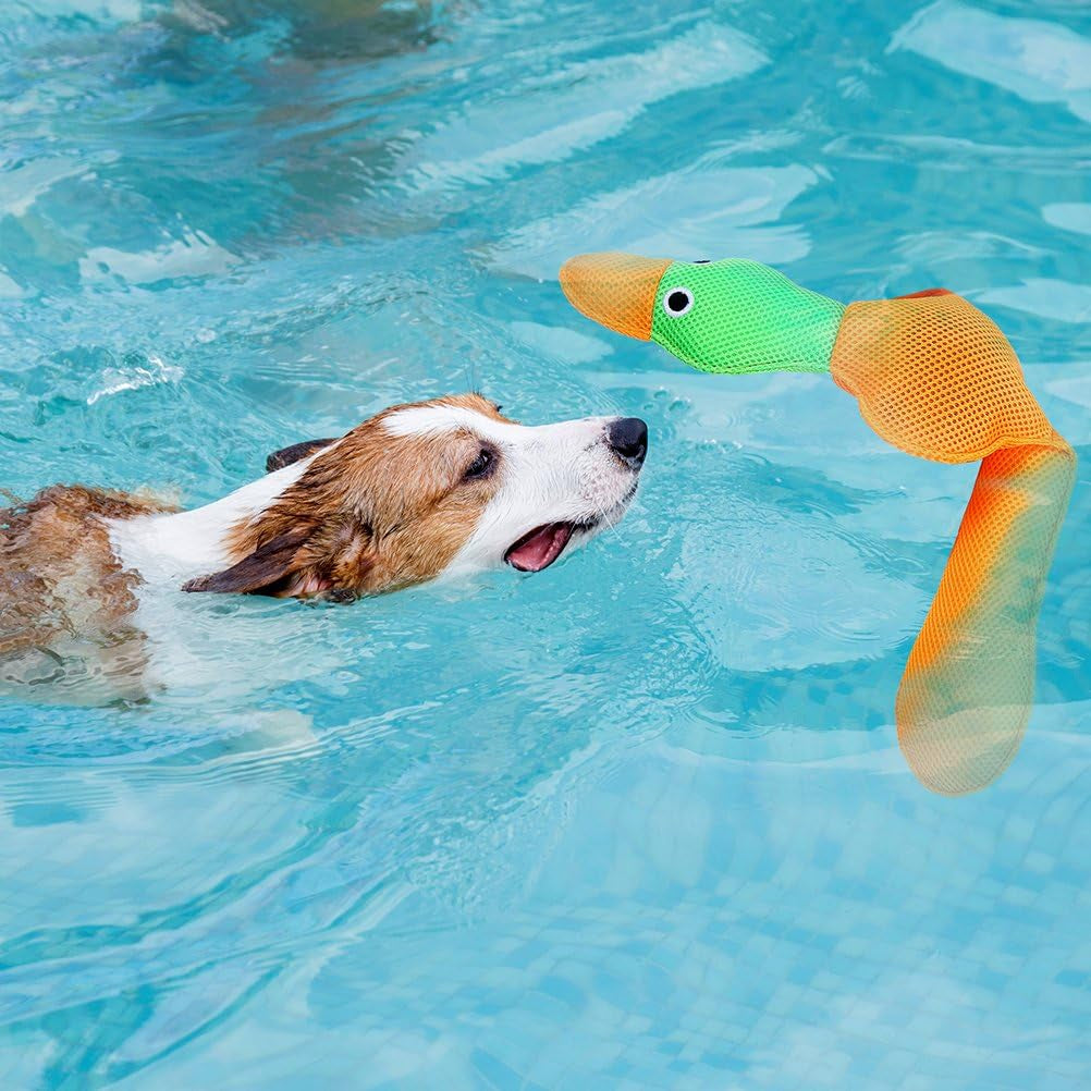 Floating Dog Water Pool Toys - 2 Pack Stuffed Duck Dog Toys Long, Pet Summer Essentials for Fetch & Training, Built-In Squeaky Ball Loud Sound for Small Medium Large Breeds, 20.5 Inch