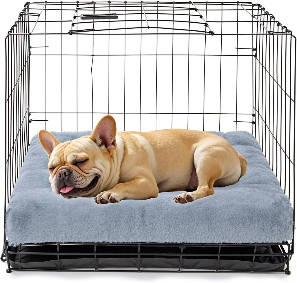 2 Pack Dog Bed, Washable Deluxe Plush Dog Crate Beds with Anti-Slip | Comfy Kennel Pad Pet Sleeping Mat for Large, Medium and Small Dogs