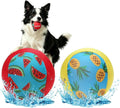 Floating Dog Pools Water Toys, Bouncing Balls 2 Pack for Summer Swimming Pool Games, Interactive Puppy Training Toy with Cute Pineapple and Watermelon Pattern