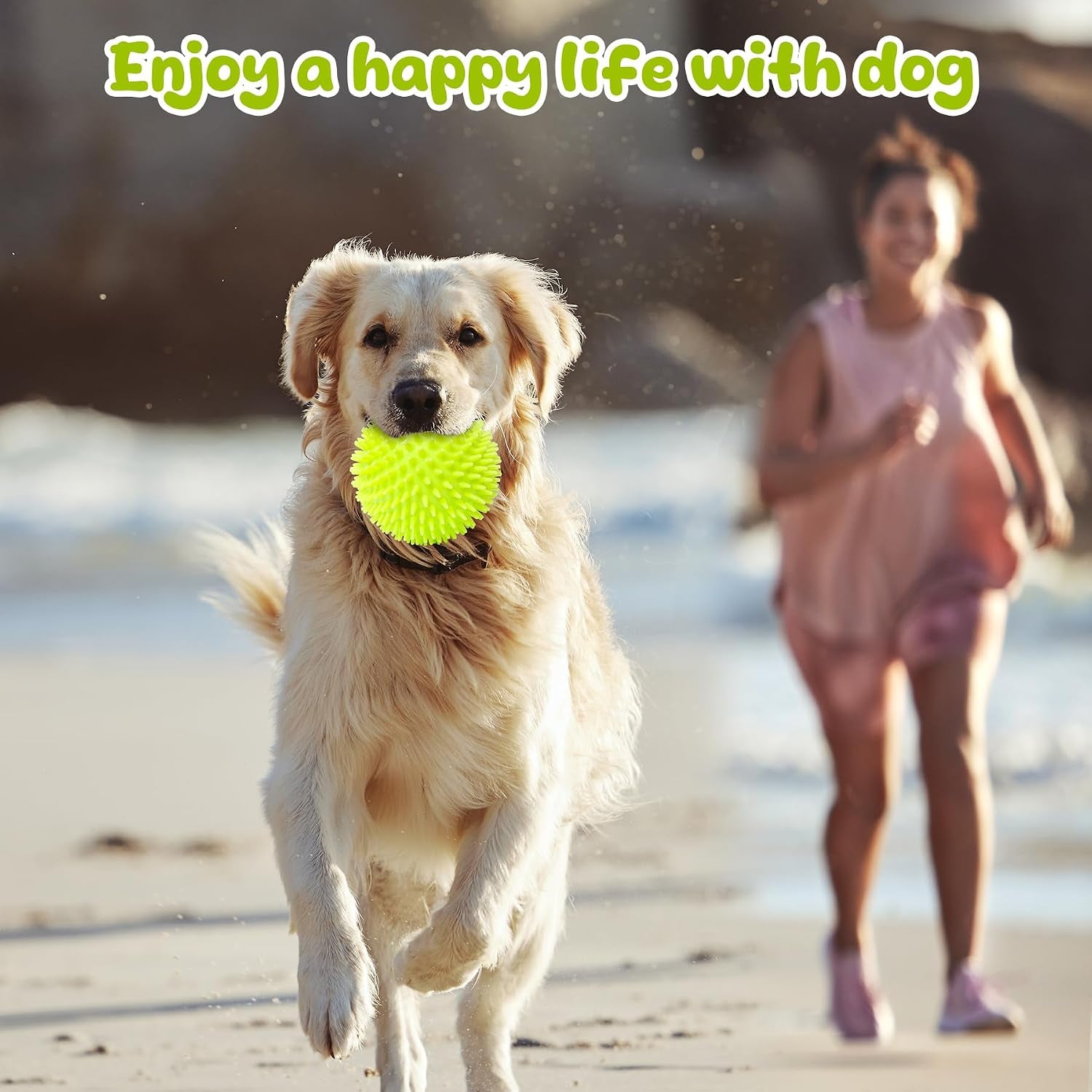 Indestructible Squeaky Dog Toys for Aggressive Chewers, Interactive Spike Dogs Balls Toys for Medium Large Dogs, Durable Floating Dog Toy Ball for Outdoor Play