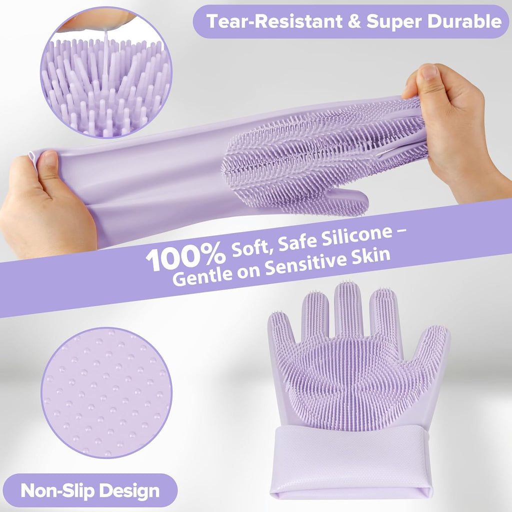 6PCS Grooming & Bath Supplies for Dogs, Cats | Dog Washing Gloves | Dog Bath Brush | Dog Shower Brush | Pet Grooming Gloves | Dog Grooming Kit | Pet Supplies for Showerhead & Sprayer (Purple)