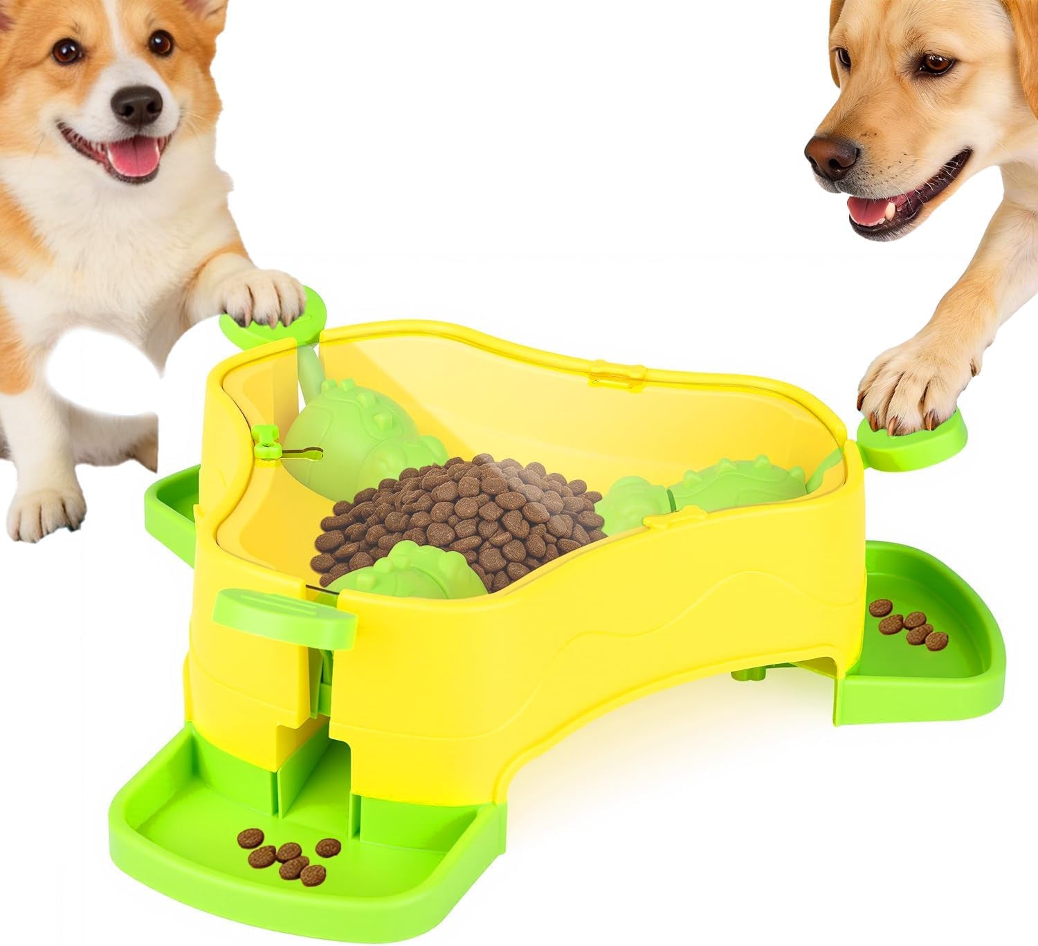 Dog Puzzle Toy, 3-In-1 Interactive Dog Puzzle Toys Press-Type Dog Treat Dispenser Toy Dog Enrichment Toy No-Slip Slow Feeder Interactive Brain Training Toys for Smart Dog Cats, 3 Colors
