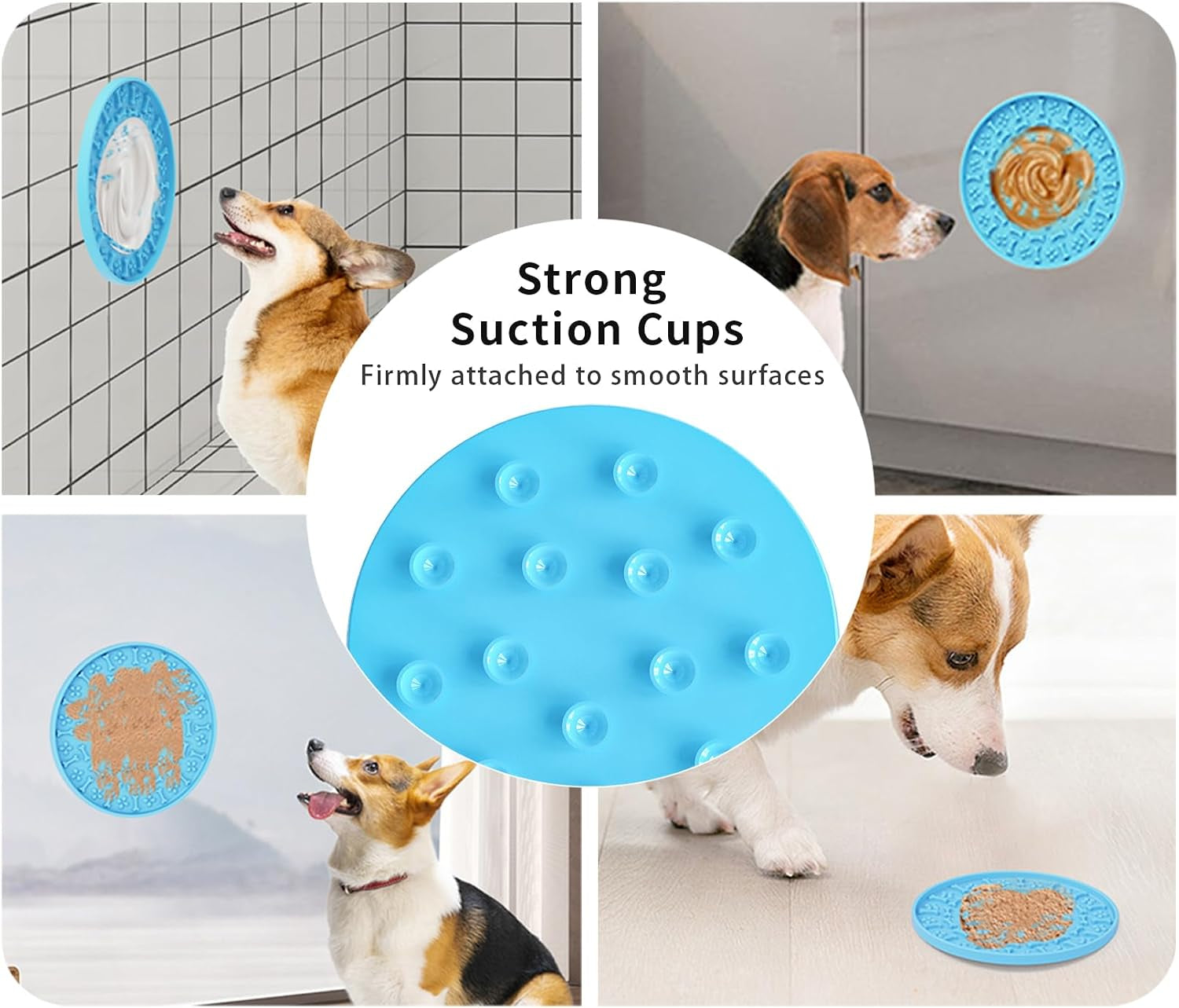 Lick Mat for Dogs & Cats 3 Pack - Silicone Dog Lick Mat with Suction Cups - Anxiety Relief/Promotes Healthy Eating/Frozen & Dishwasher Safe - Pet Peanut Butter Lick Pad  (Blue Orange Red)