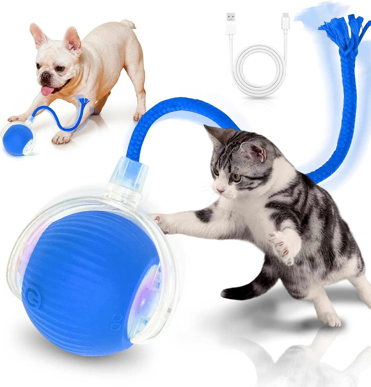 Interactive Cat Toys for Indoor Cats Smart Automatic Ball Rolling for Bored Kitten Pet Upgraded Speedy Moving Chase Dogs Toy Mothers Day Gifts Red