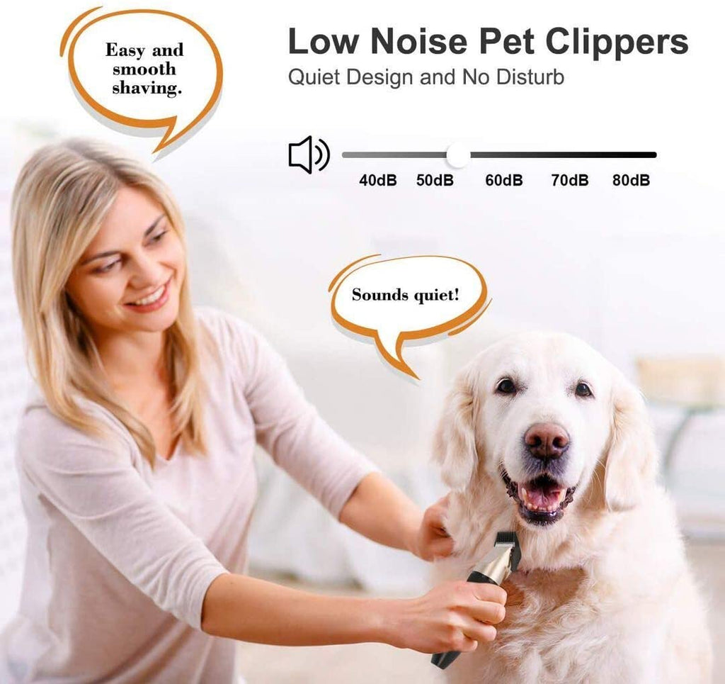 Power Display Dog Clippers Cordless Dog Grooming Kit Professional Horse Clippers Detachable Blade with 4 Comb Guides, Low Noise Pet Clippers Rechargeable Pet Grooming Tools for Dogs Cats Pets