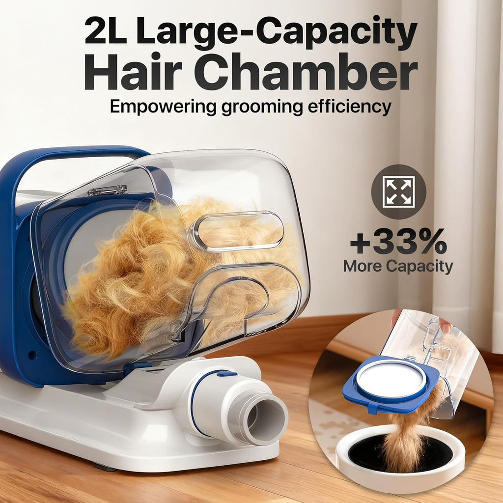 Dog Grooming Vacuum Kit, 15000Pa Clipper, Shedding Brush, 2L, White | Brush, Trim and Deshed at Home with Less Flying Fur, Mess-Control Suction and Fewer Emptying Breaks during Longer Sessions