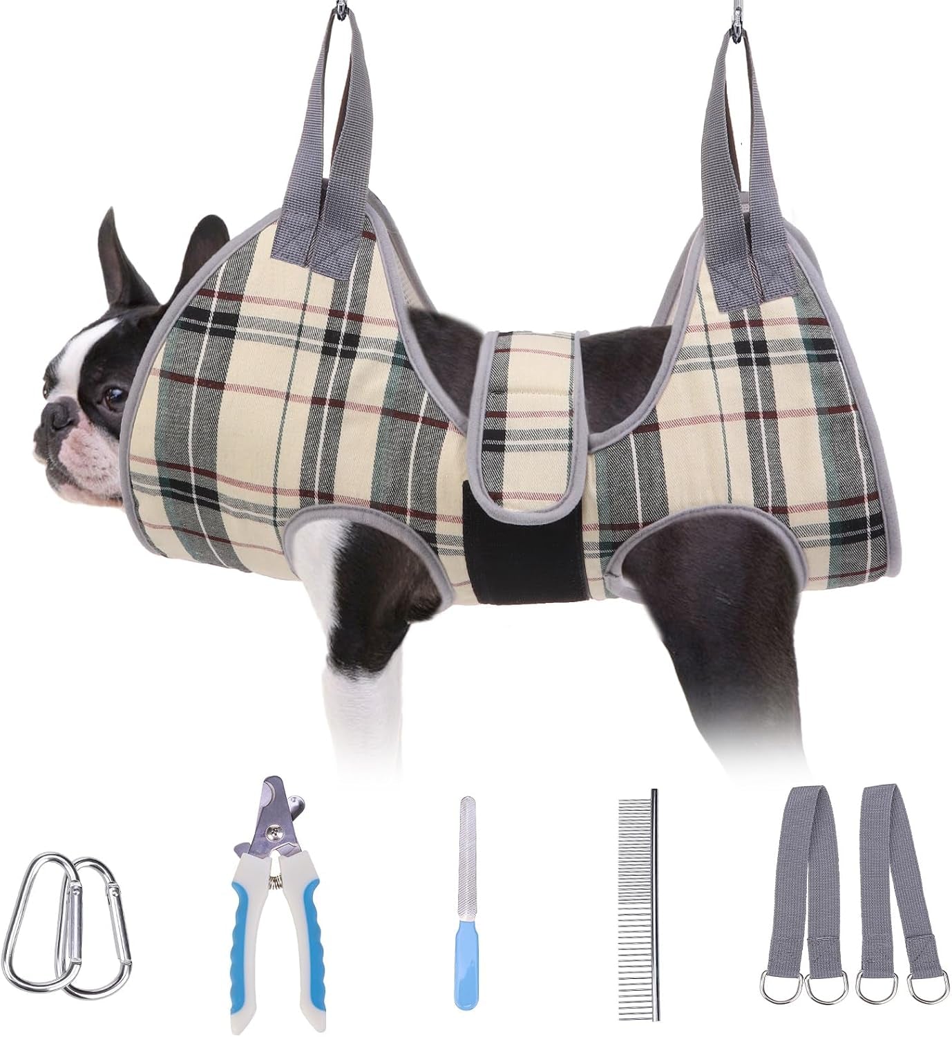 Dog Grooming Hammock for Small Dogs Cat- Dog Sling for Nail Trimming/Clipping- Dog Hanging Harness Holder with Thick Fabric Neck Support & Strap Restraint Claw Care, Pink XS