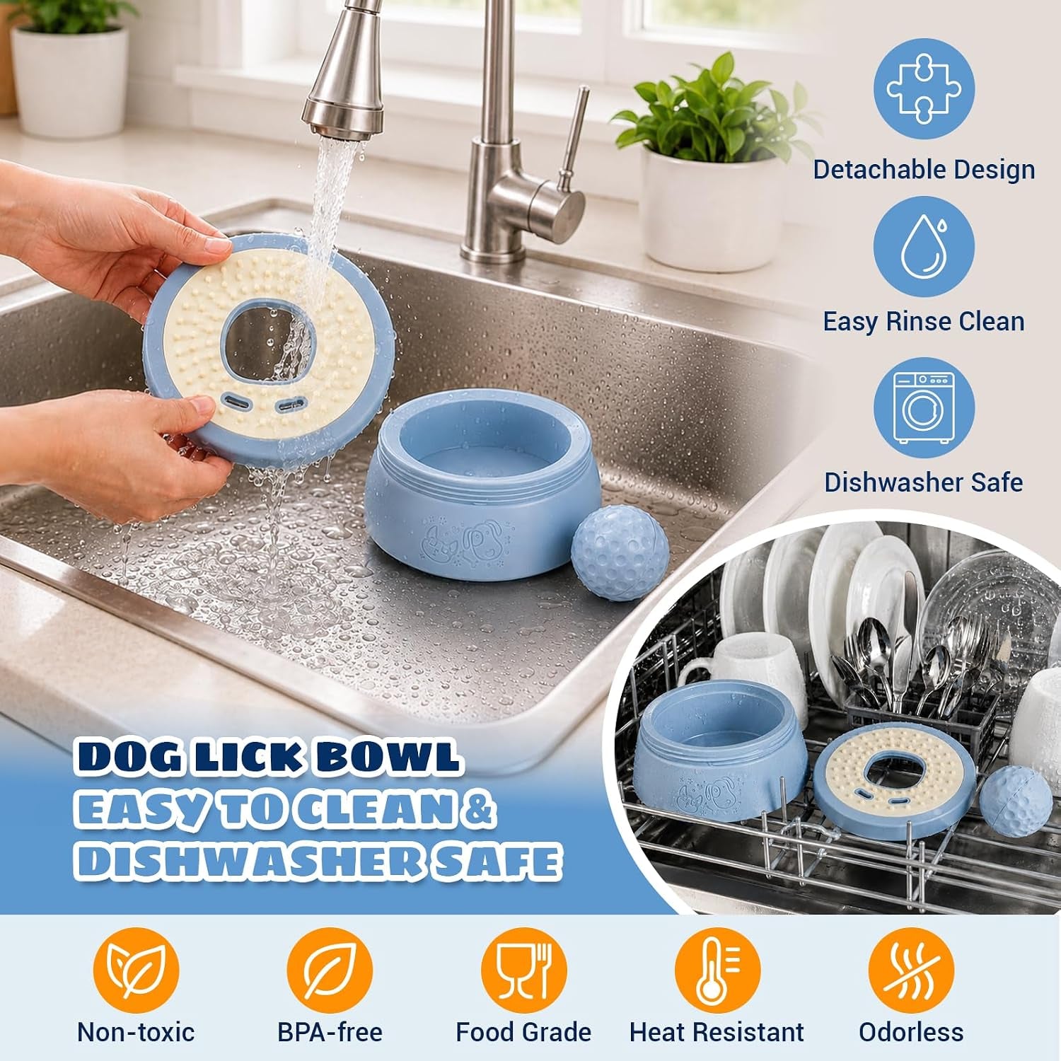 Dog Lick Bowl with Rolling Ball, Slow Feeder Dog Bowl for Puppy & Small Dog | Twist-Lock Lid & Dual-Zone Dog Lick Bowl for Liquid and Thick Treat, Dog Enrichment Toys for Anxiety Relief & Interactive