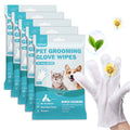Pet Glove Wipes for Dogs & Cats, Extra Thick Rinse Free Dog Wipes, Unscented, 5 Pack, 30 PCS