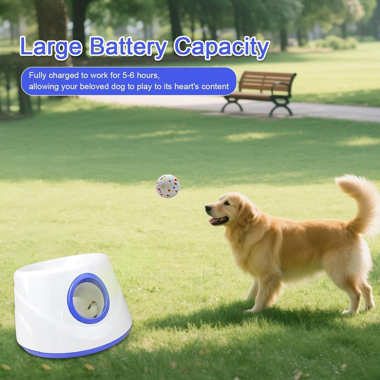 Dog Ball Launcher - Automatic Ball Thrower for Dogs, 3 Adjustable Distance Settings Dog Ball Thrower, Indoor Outdoor Interactive Fetch Machine Dog Toys for Small/Medium Sized Dog