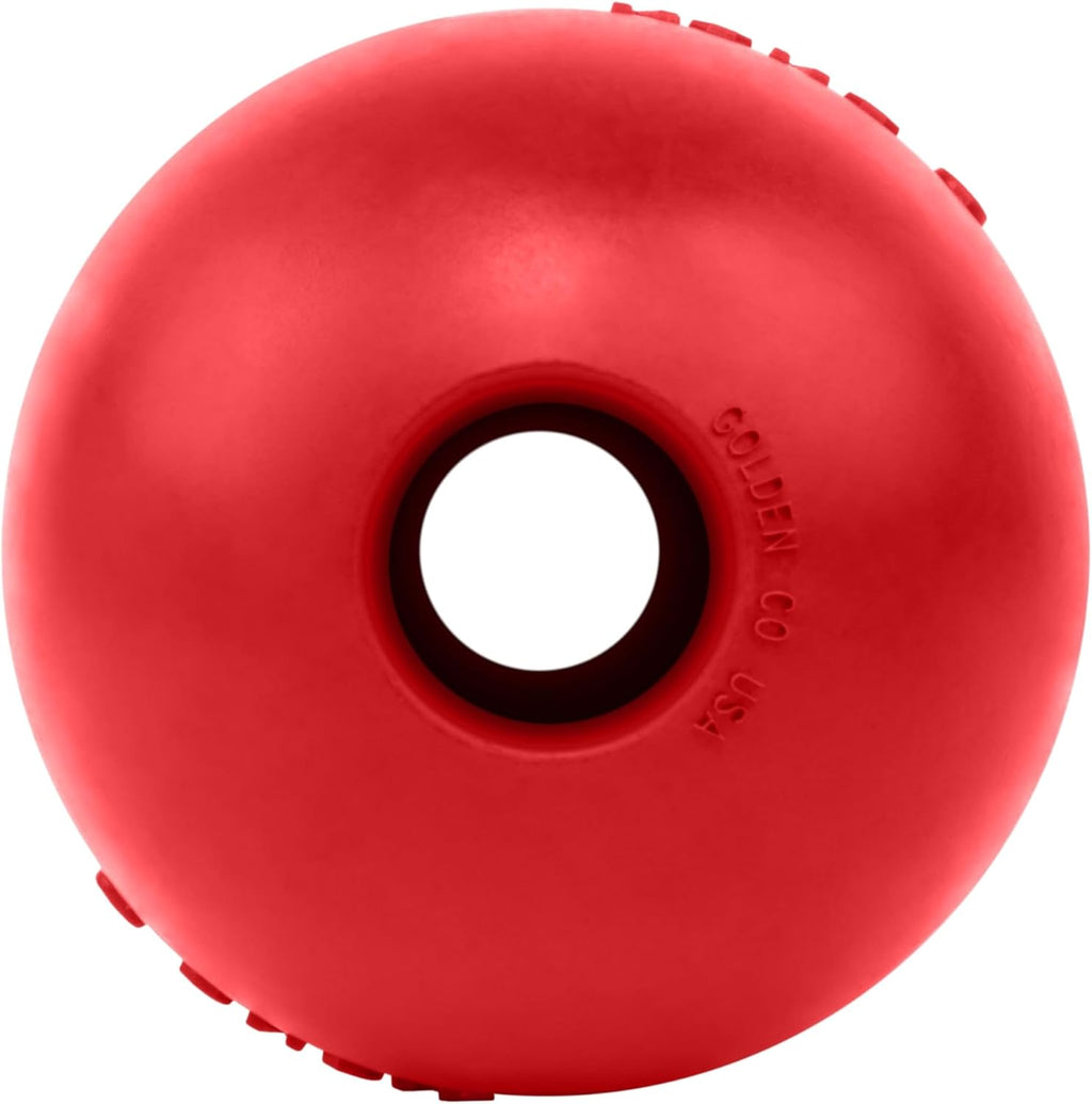 Ball with Hole - Durable Dog Fetch Toy for Training, Interactive Playtime & More - Classic Natural Rubber Ball - Red - for Large/X-Large Dogs