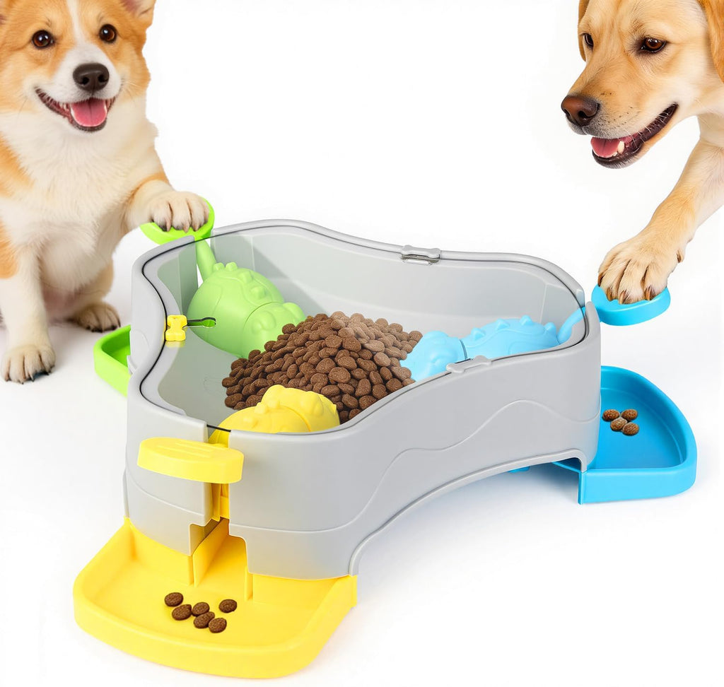 Dog Puzzle Toy, 3-In-1 Interactive Dog Puzzle Toys Press-Type Dog Treat Dispenser Toy Dog Enrichment Toy No-Slip Slow Feeder Interactive Brain Training Toys for Smart Dog Cats, 3 Colors