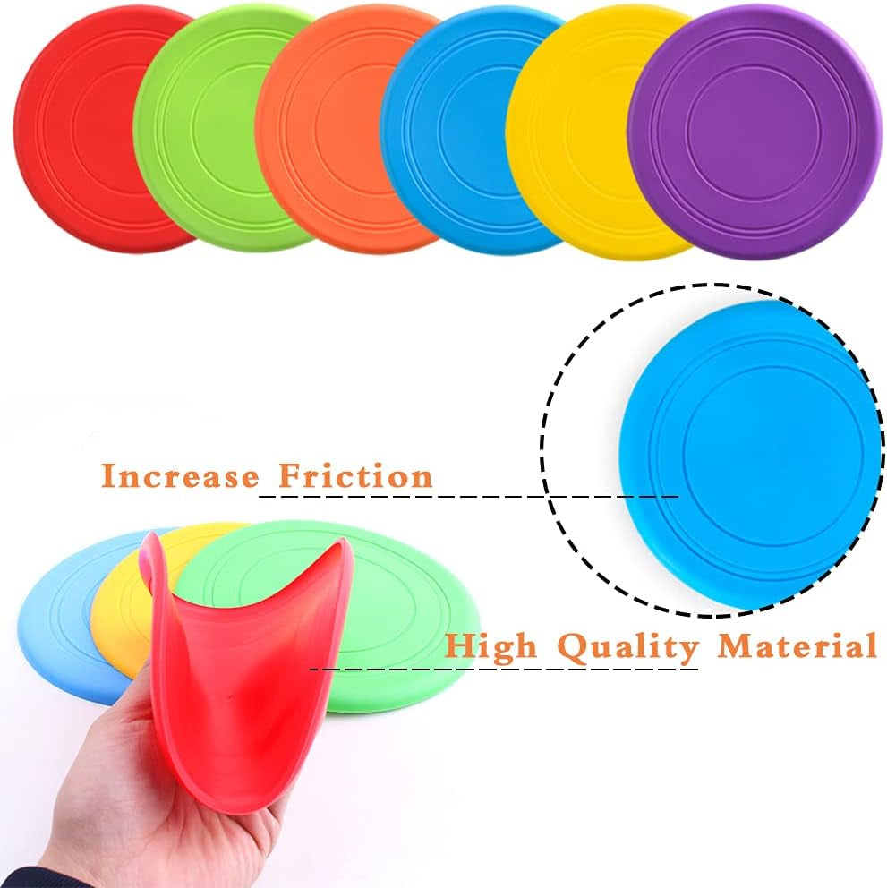 6 Pack Dog Flying Discs - Interactive, Soft Floating Saucer for Small, Medium Dogs - Safe on Teeth
