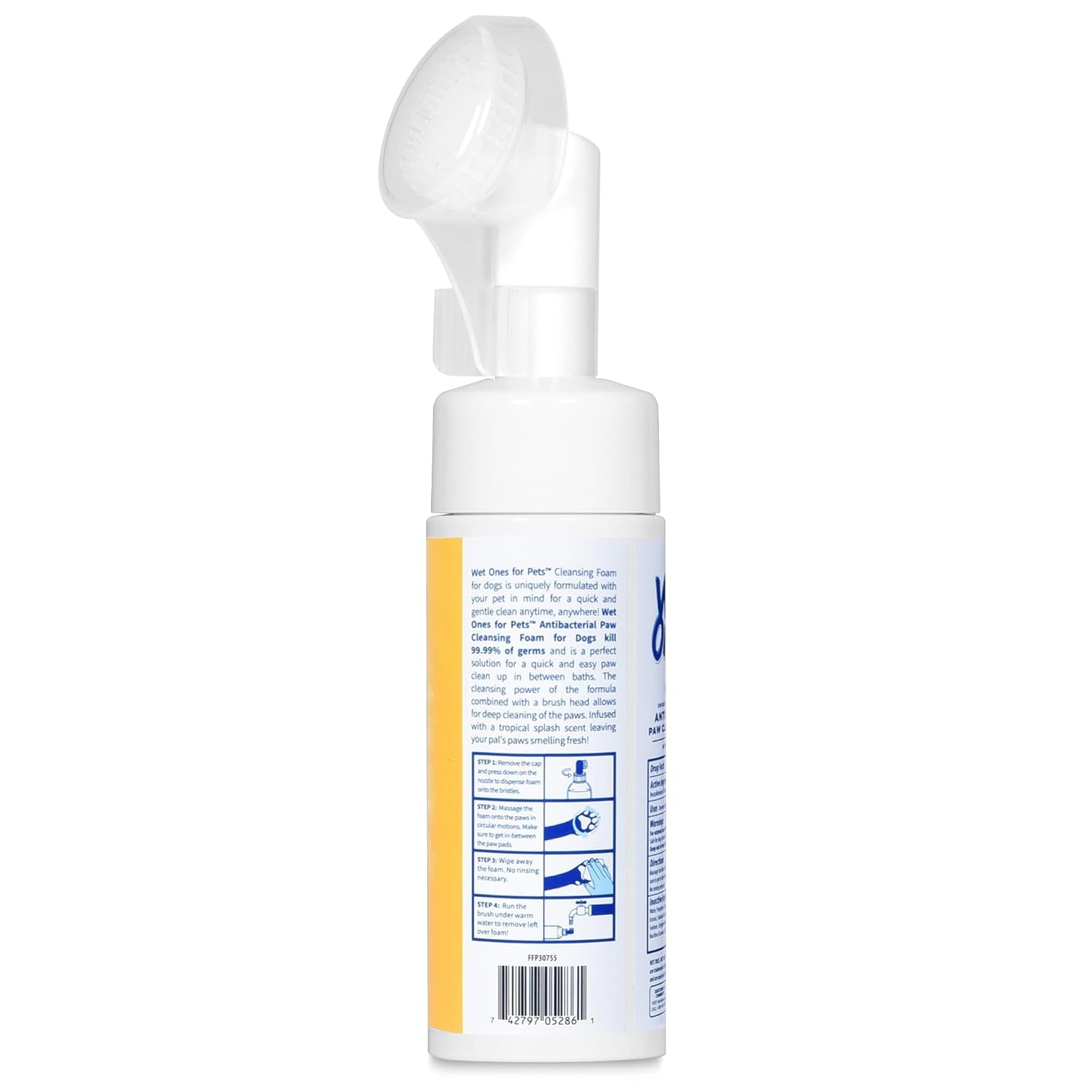 for Pets Antibacterial Dog Paw Cleaner with Built-In Brush, Foaming No-Rinse Formula for Cleaning Dirty Paws after Walks, Gentle Everyday Paw Wash for Dogs, 5 Oz - 2 Pack