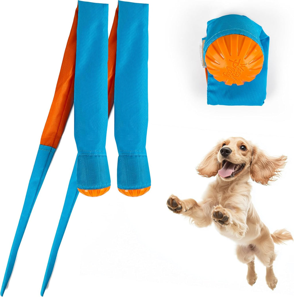 2-Pack Dog Ball Toy with Tail, Interactive Throw & Catch Toy for Medium & Large Dogs, Rubber Ball with Nylon Tail for Exercise & Boredom Relief
