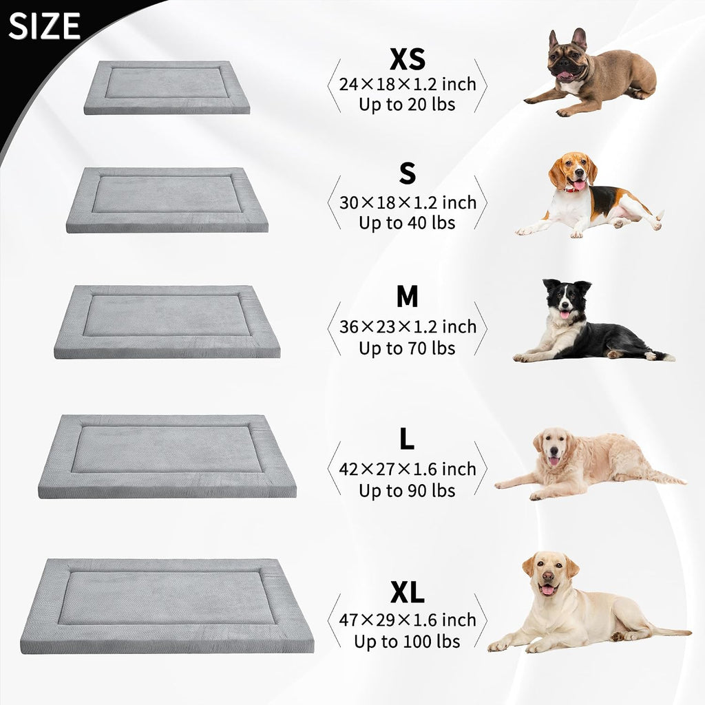 Dog Bed for Crate, Medium/Large Dogs Crate Bed,Washable Dog Beds Kennel Mat | Pet Beds Mat W/ Soft Wavy Plush Comfortable Anti-Slip Sleeping Mattress for Dogs & Cats,Gray