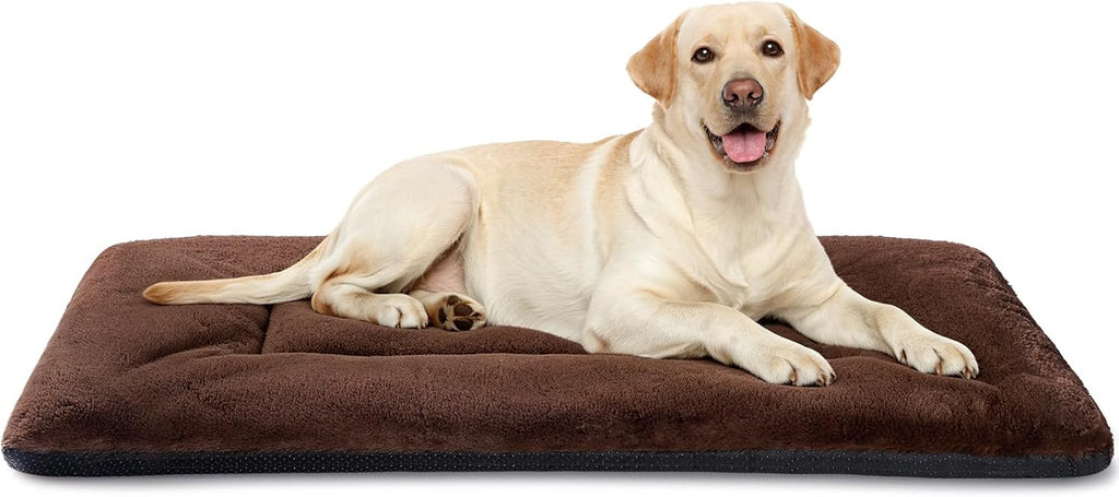 Dog Crate Pad, Washable Cozy Dog Bed Mat for Large Dogs 42"X28", Brown | Ultra Soft Fluffy Kennel Pad with Non-Slip Bottom, Comfortable Sleeping Pet Mat That Fits Most Crates, Sofas, Floors and Cars