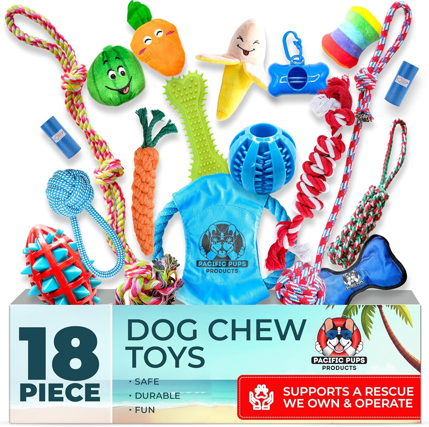 9-Pack Dog Toys for Small & Medium Dogs – Puppy Toys Set with Rope Toys, Chew Toys, Tug Toys, Plush & Squeaky Toys – Dog Toy Variety Pack