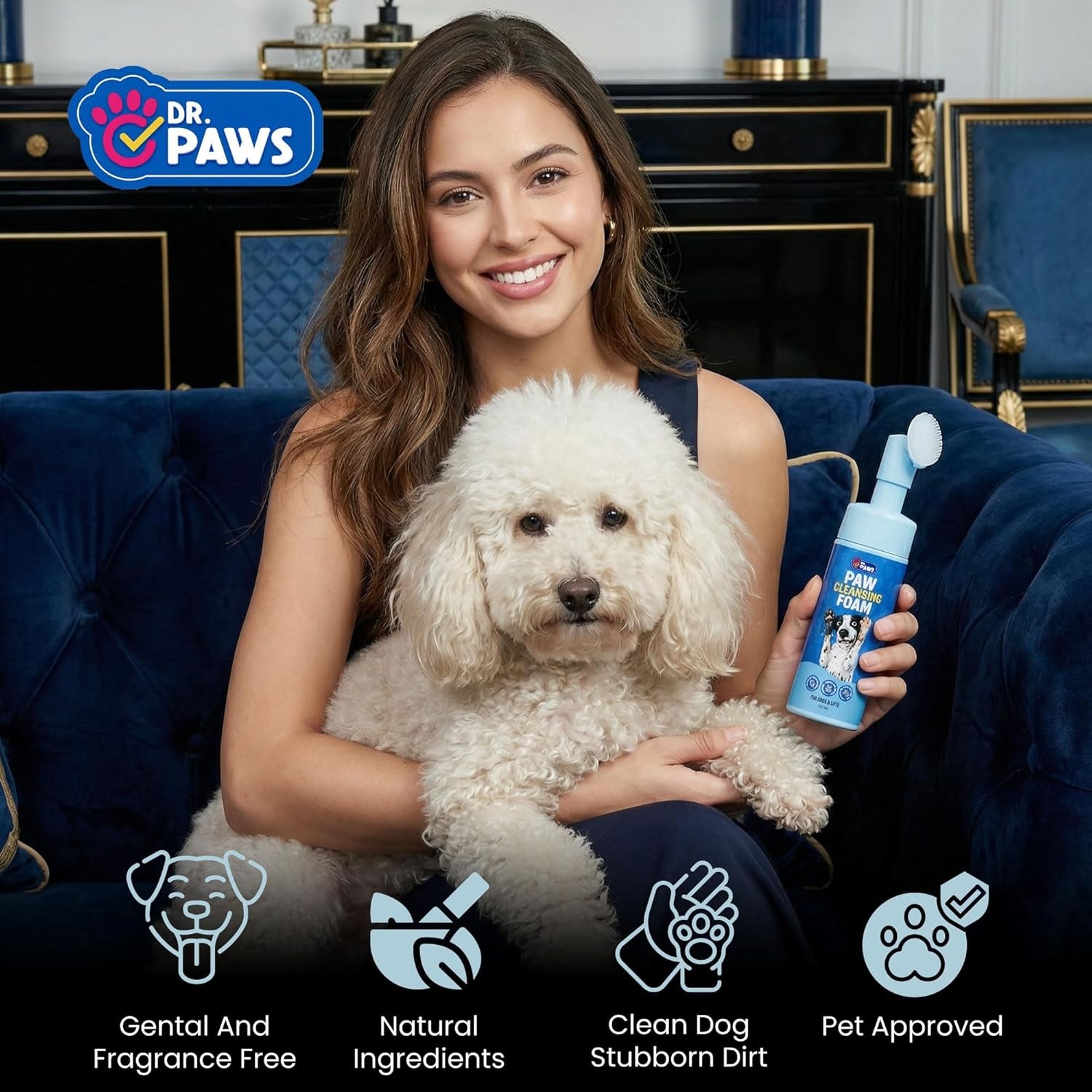 Foaming Dog Paw Cleaner, Non-Toxic, Ph-Balanced, Lick-Safe Paw Cleaner for Dogs, Effective Animal Washer and Feet Cleaner, Wipes for Paws and Butt, Built in Soft-Tip Head - 150Ml