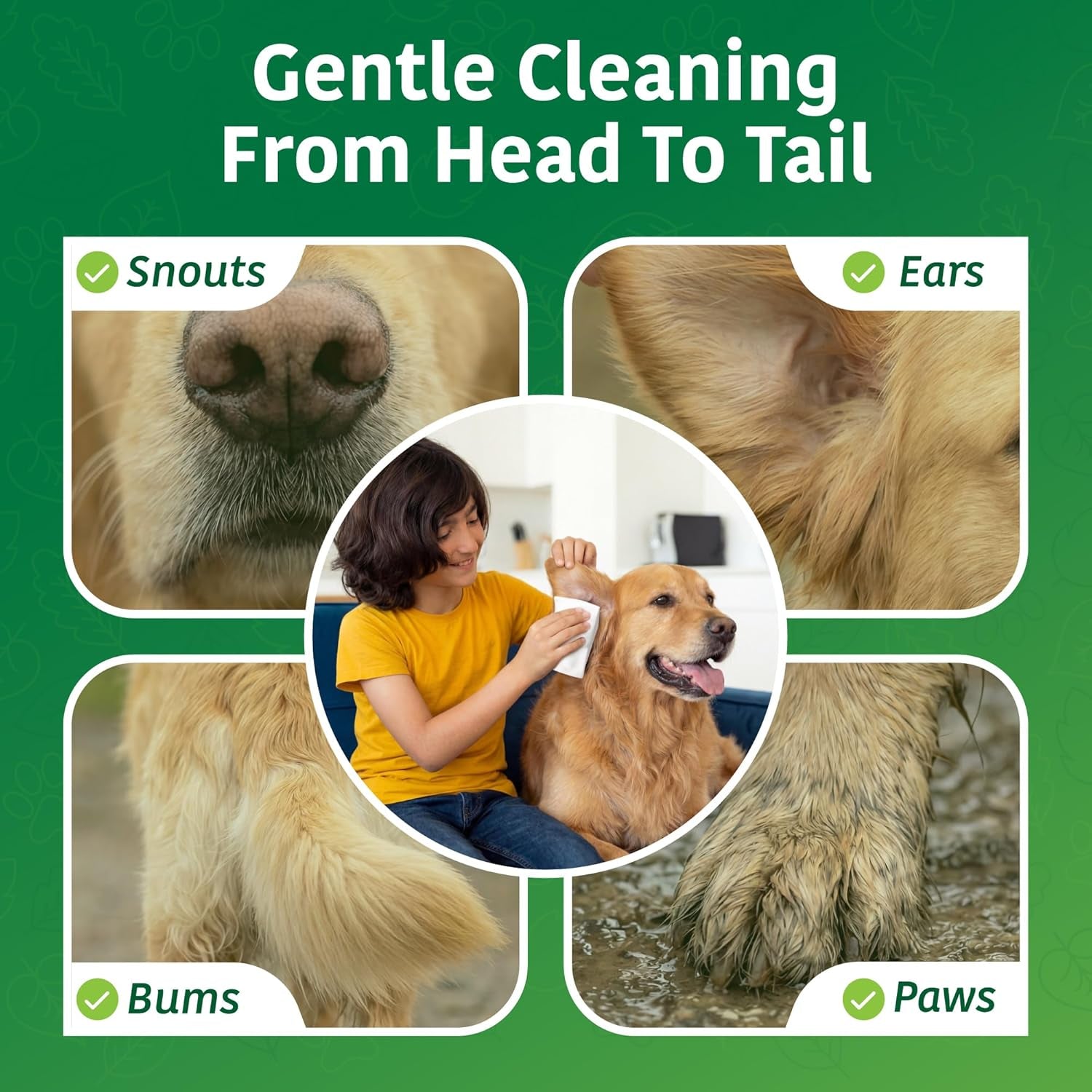 Naturals Pet Wipes for Dogs and Cats 100% Natural Plant Based with Organic Antioxidants, Dog Wipe Cleaning Deodorizing | Puppy Wipes | Dog Wipes for Paws and Butt(100Ct - 2 Pack)