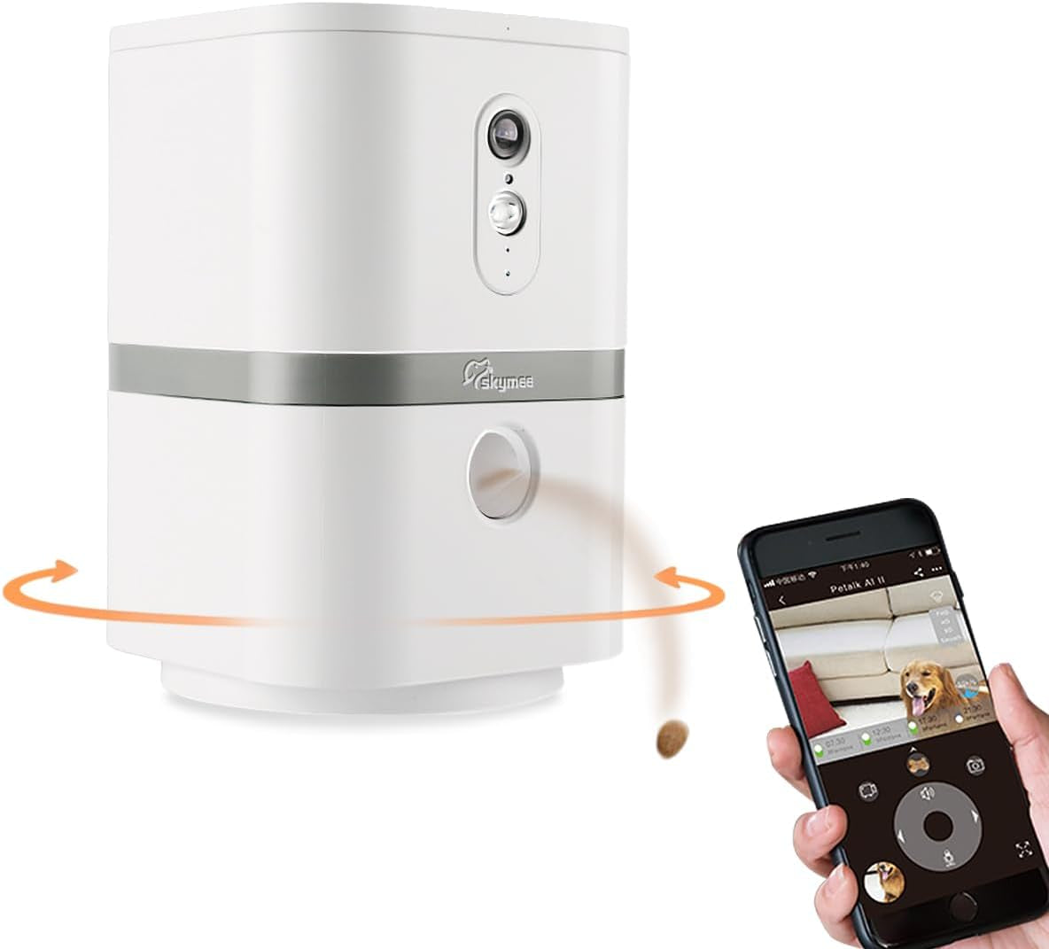 Petalk AI II Dog Camera Automatic Treat Dispenser, 5G Wifi Pet Camera with 180° Pan Full-Room View,Night Vision,Two Way Audio for Dogs and Cats,Compatible with Alexa