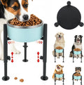 Elevated Dog Bowl Stand, Fits 6-10In Bowls Raised Dog Bowls Holder, 4 Height Adjustable Dog Food Water Feeder Pet Feeding Stand for Large Medium Small Breeds, Black