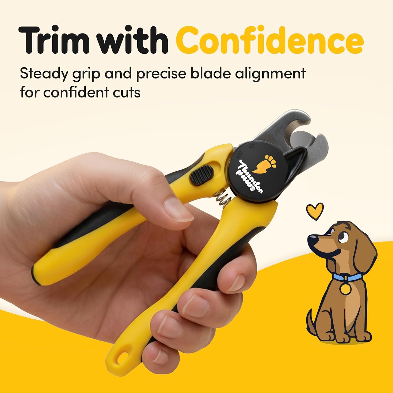 LED Dog Nail Clippers with Light Illumination, Trimmers with Protective Guard, Safety Lock and Nail File - Suitable for Large and Small Dogs & Cats (Yellow)